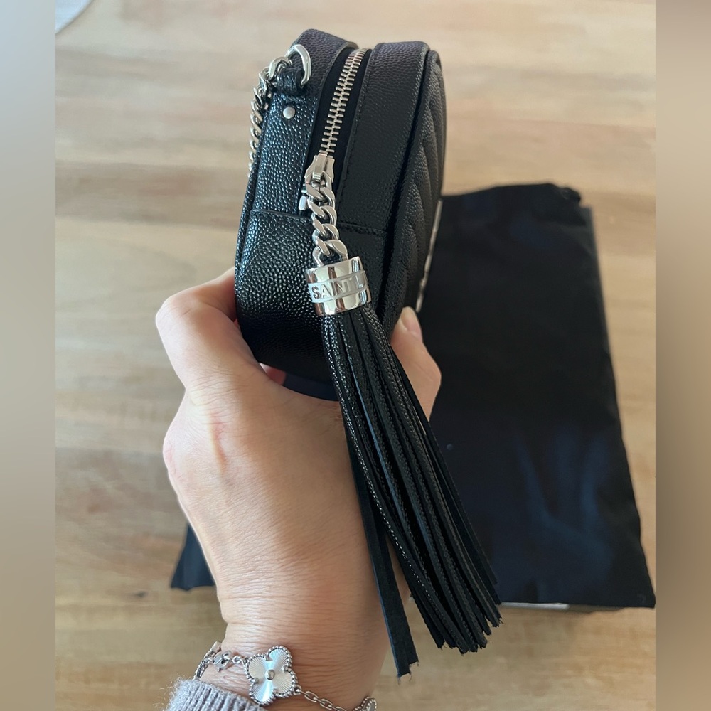 New Saint Laurent Metallic Black Crossbody Bag - Picture 5 of 9